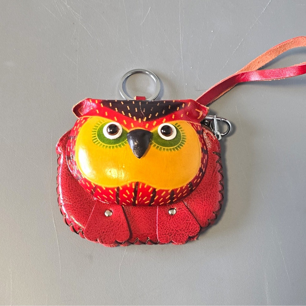 Humi Women's Red Owl Animal Print Zip Wristlet Coin Wallet w/ Credit Card